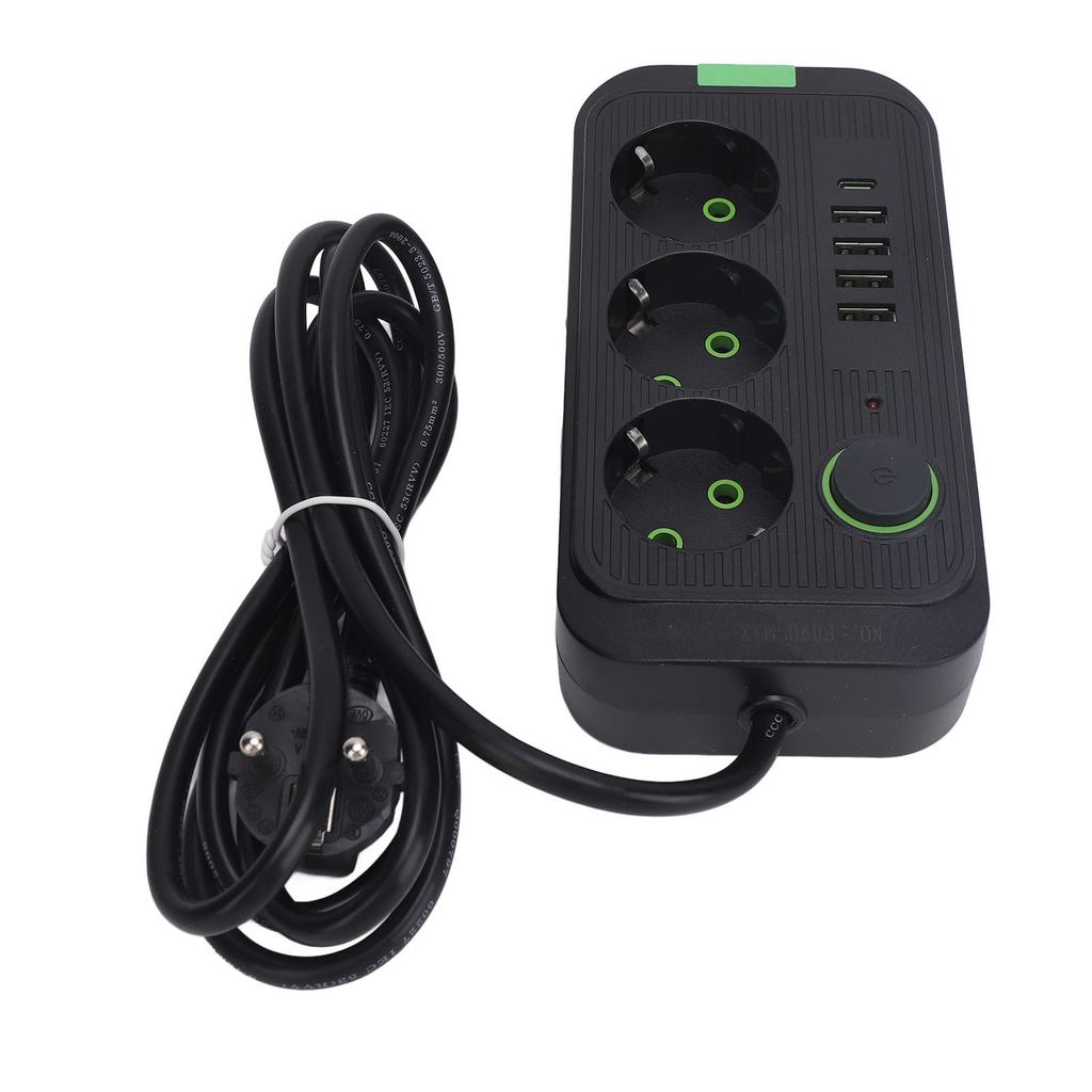 Европейский удлинитель 3 розетки 4 USB 1 порт Type C настенный удлинитель электрической розетки с 2 м