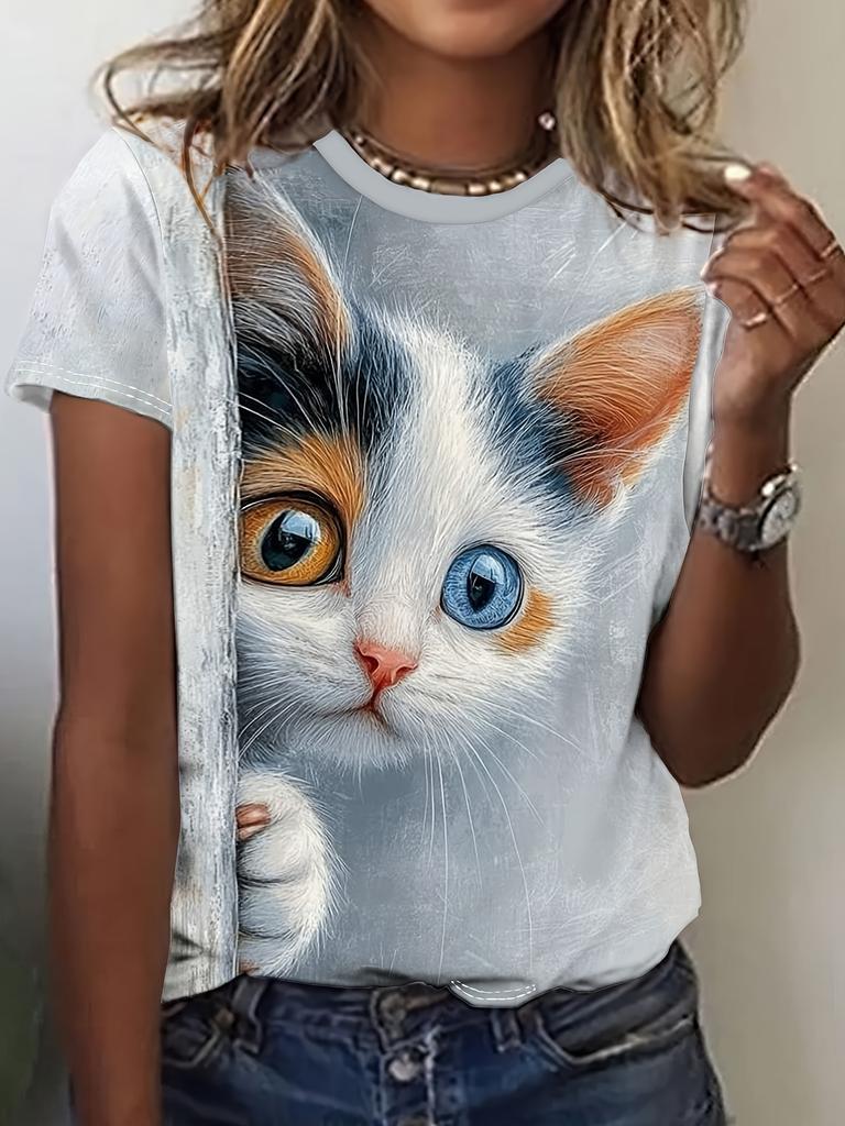 Cartoon Cat Toddler Girl Clothes 3D Print T-Shirts Children Top Summer Short Sleeve T-Shirts for Boys Tee Junior Girls' Clothing