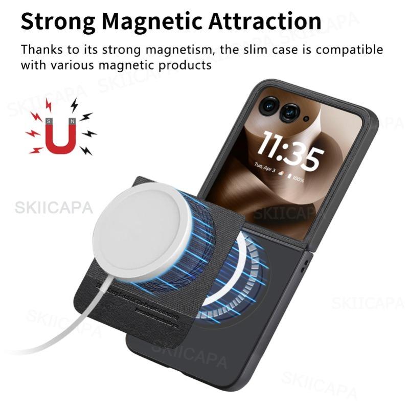 For Magsafe Leather Shockproof Magnetic Cover For Motorola Razr Ultra 2025 Razr + 2024 Razr 60 50 Ultra Wireless Charging Matte Cover