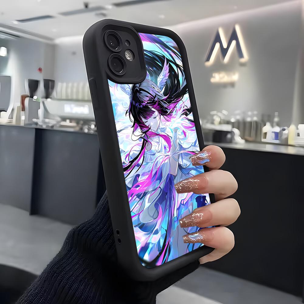 Чехол для телефона Genshin COLUMBINA Для IPhone Air 17 Pro Max 16 E 15 14 Pro Max 13 12 11 Mini Plus Мягкий Силиконовый Черный Чехол