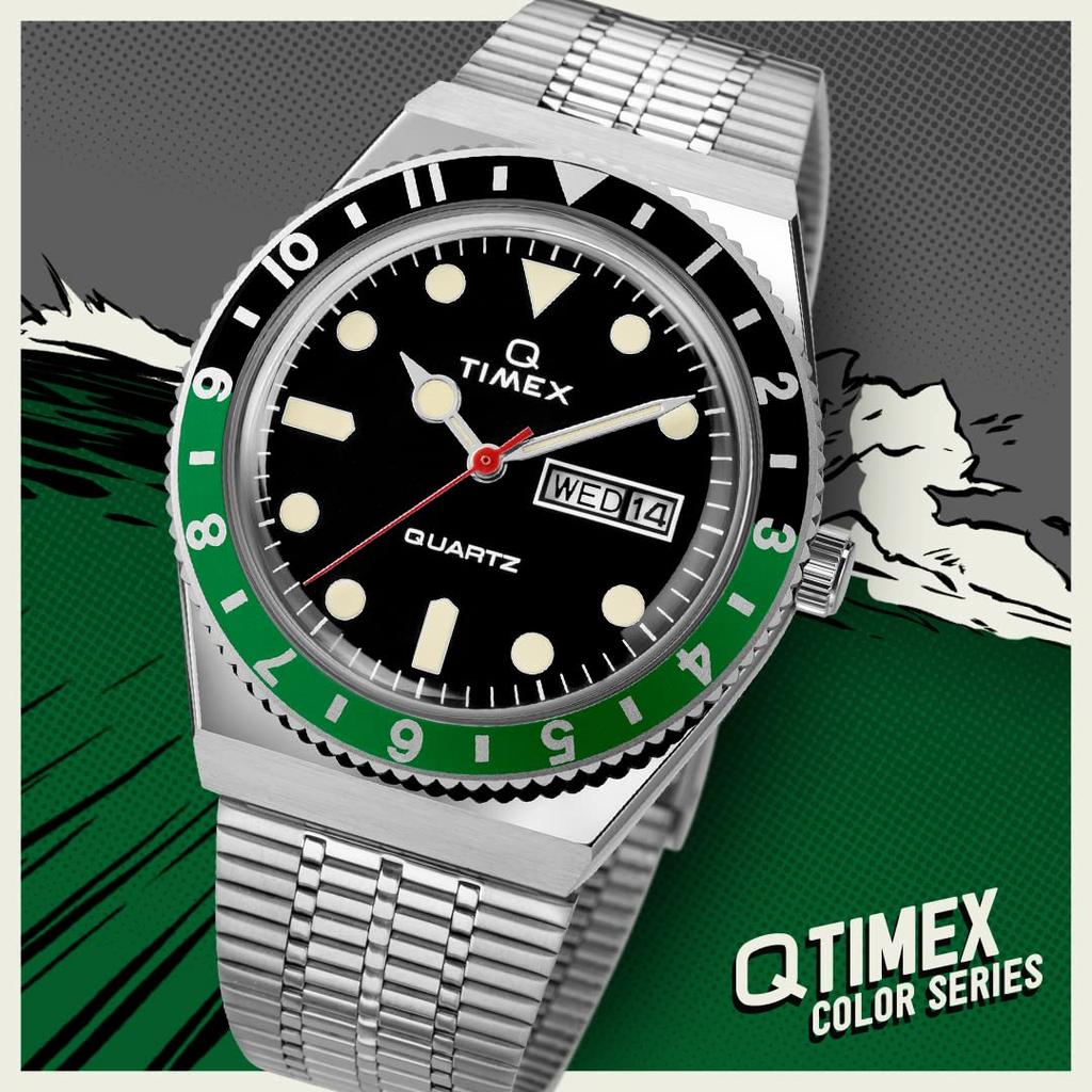 TIMEX Мужские часы Q Черный x Зеленый TW2U60900