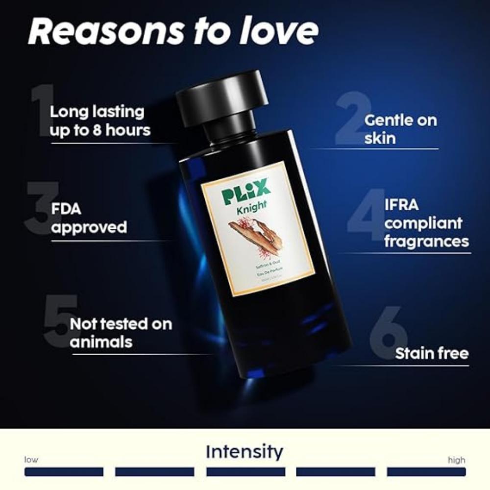 PLIX - THE PLANT FIX Mood Range Knight Perfume for Date Night| Perfect for Date & Romantic Evening| Long Lasting Fresh Saffron & Oud Fragrance, 100 Ml