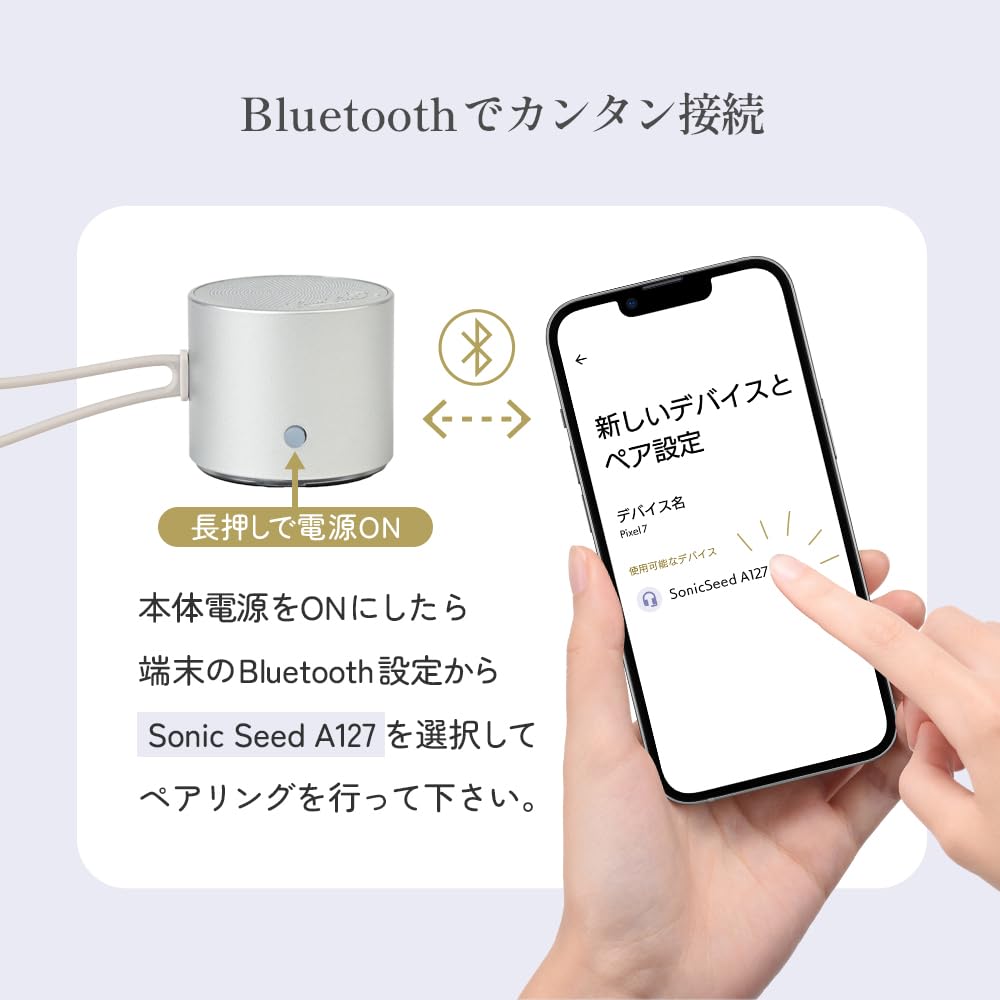 SonicSeed Bluetooth Беспроводной Сделано в Серебристом и с и и Бледный Включает Японский Легкий и Делает Отличный Подарок Ультра-Компактный Динамик, Япония, Фиолетовый,