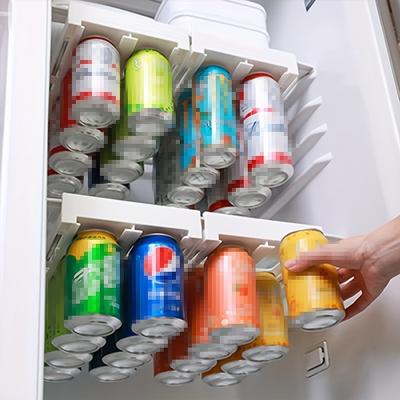 1 шт. Стойка для хранения банок для пива и газировки, полка для холодильника, стойка для напитков и пива, стойка для хранения банок для напитков, кухонный двухрядный контейнер