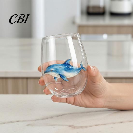 Elegant Celebration Glass Gift Marine Animal Theme Clear Tumbler, Handcrafted Painted Glassware, Handmade Borosilicate Glassware Creative Unique