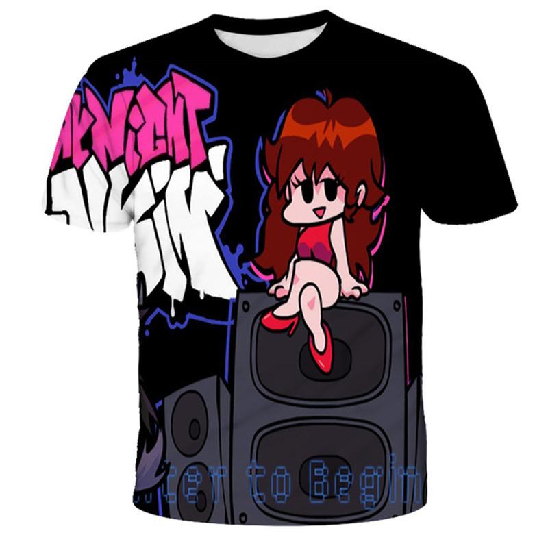 Футболки Fridany Night Funkin для мальчиков и девочек, летняя футболка с героями мультфильмов, детская одежда, повседневные топы с короткими рукавами, футболки, детские футболки