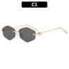European And American Fashion New Irregular Sunglasses, High-End Frameless Plain Makeup Versatile Trendy Sunglasses, Women'S Street Shooting Glasses
