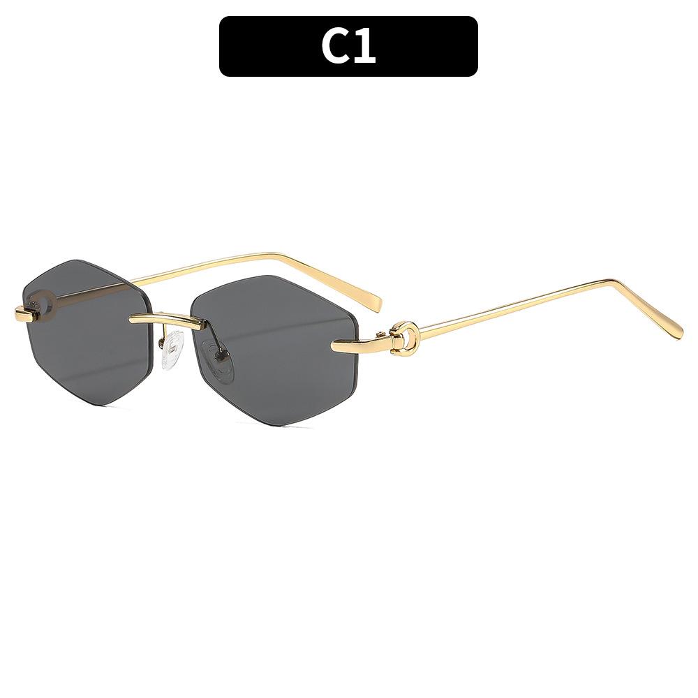 European And American Fashion New Irregular Sunglasses, High-End Frameless Plain Makeup Versatile Trendy Sunglasses, Women'S Street Shooting Glasses