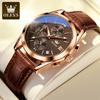 Men's Watch Fashion Waterproof Leather Strap Luminous Quartz Watch Men's Multi Functional Three Eye Chronograph Calendar Watch