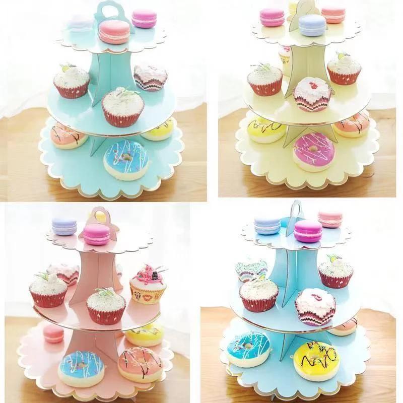 3-слойный одноразовый круглый кекс на день рождения, десерт, сделай сам, бумажная подставка для поделок, стеллаж для демонстрации десертов, принадлежности для свадебной вечеринки, инструменты для торта