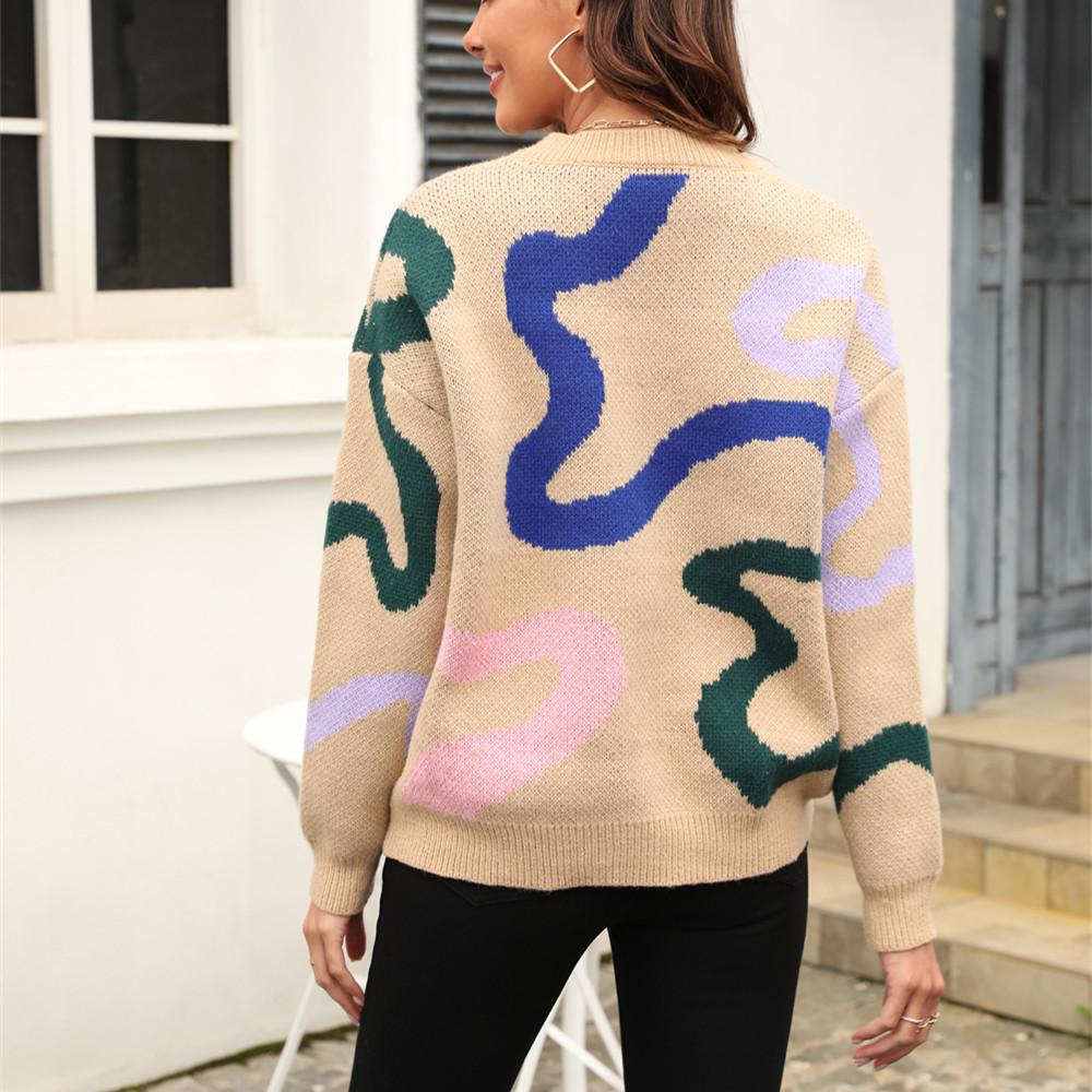 GMXIA Женские модные повседневные осенне-зимние свободные свитера с длинным рукавом и круглым вырезом