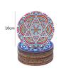 12 Pieces of Round Mandala Pattern Artificial Diamond Painted Wooden Wooden Table Art Coaster with Bracket