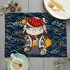 Японский счастливый кот Коврик для стола MaNeKiNeKo Декор для кухни Льняные коврики для обеденного стола Подставка под чашку/стакан Коврик под миску/кофейную чашку Скатерть 45X30см