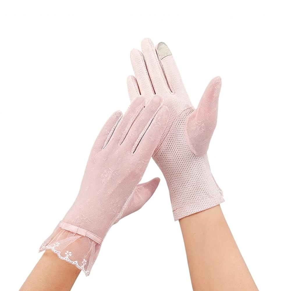 Lace Sunscreen Gloves Thin Touchscreen Gloves Summer Ice Silk Gloves for Women Female Lady