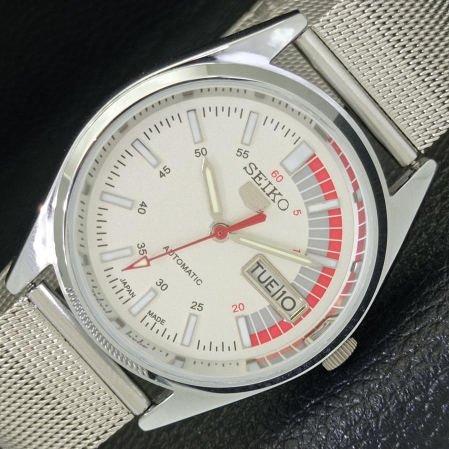 ОТРЕМОНТИРОВАННЫЕ ВИНТАЖНЫЕ МУЖСКИЕ АВТОМАТИЧЕСКИЕ ЧАСЫ SEIKO 5 ЯПОНИЯ D/D БЕЛЫЕ a287105-8