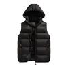 Men Winter Cotton Vest Padded Thick Warm Sleeveless Hooded Loose Drawstring Pockets Zipper Closure Windproof Soft Warm Men Solid Color Men Waistcoat