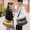 Canvas Crossbody Bag Men's Large Capacity Shoulder Bag Solid Color Student Messenger Bag
