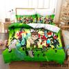 3D Cartoon Ben10 Duvet Cover with Pillow Cover Bedding Set Single Double Twin Full Queen King Size Bed Set for Bedroom Decor