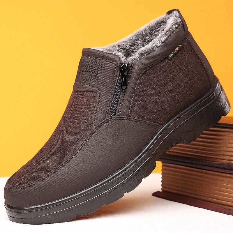 Men's Winter Non-Slip Velvet-Lined Old Beijing Cotton Shoes for Middle-Aged and Elderly