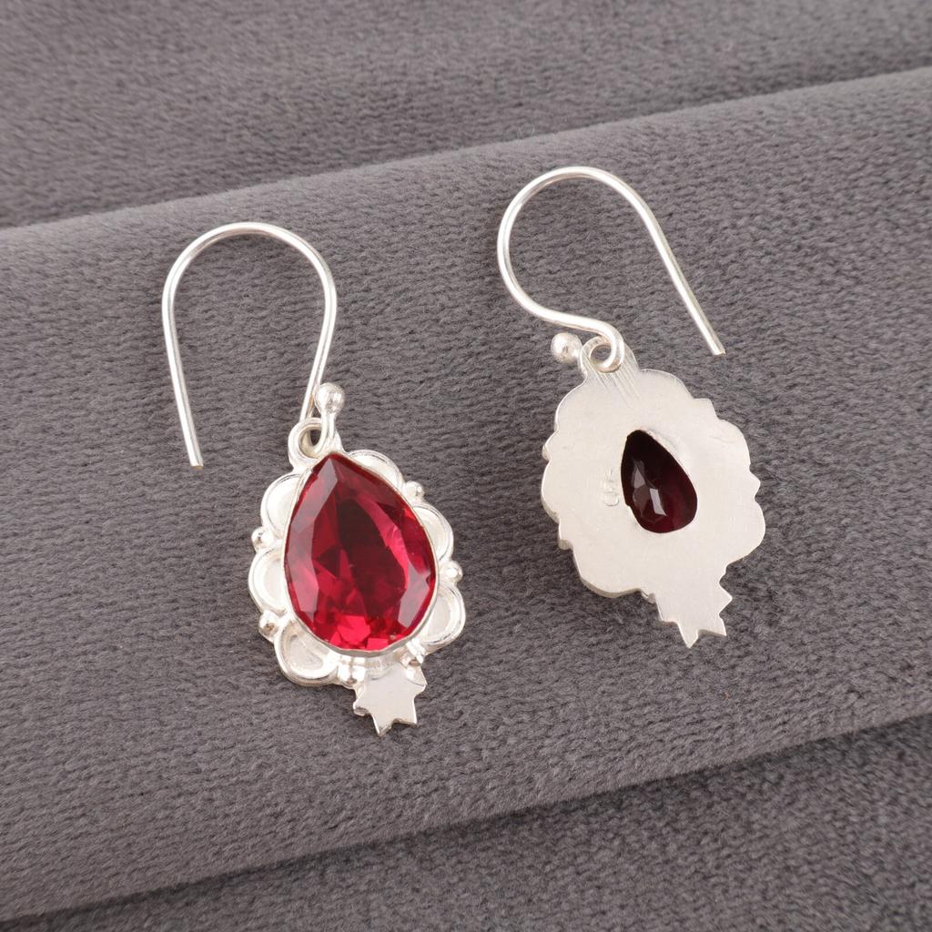 Pink Rubellite Gemstone 925 Solid Silver Handmade Jewelry Dangle Earrings 1.6" EE-163-7