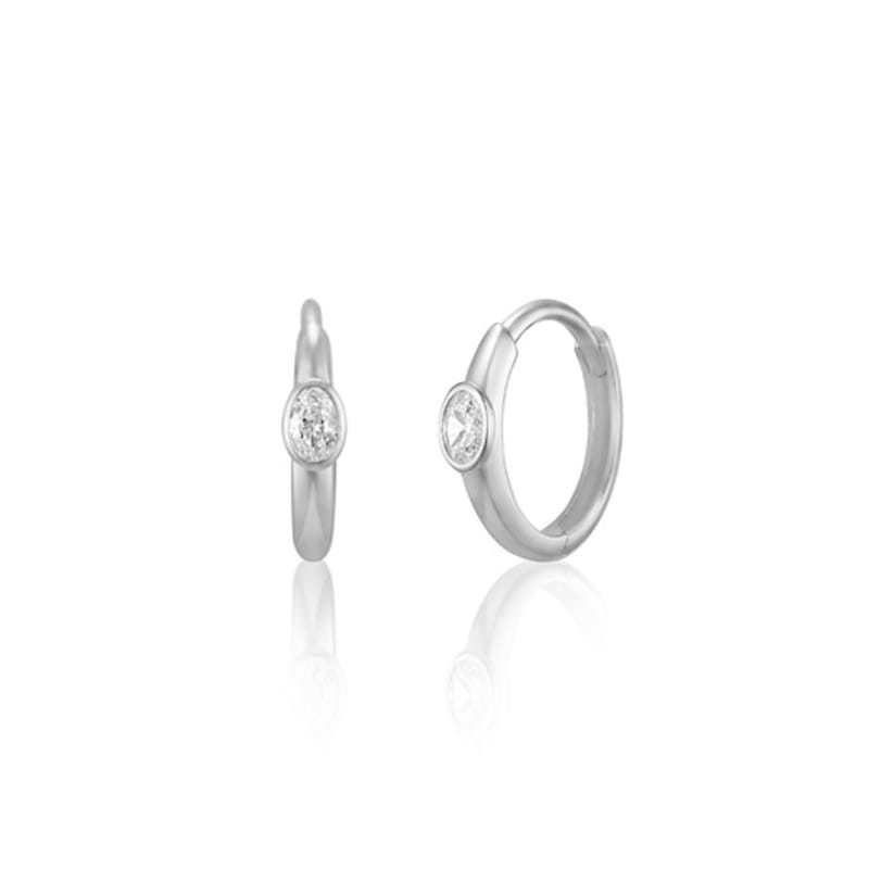 LUNNE 14k Oval Stone Point One-Touch Ring Earrings (14k Gold) #LFE26