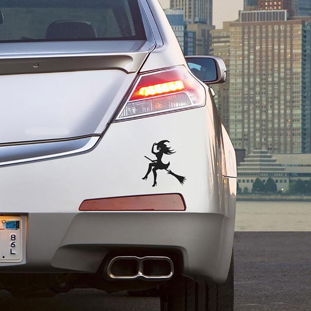 Забавная метла ведьма Светоотражающий автомобиль кузов окна бампер наклейки наклейка декор авто наклейки
