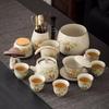 Ru kiln kung fu tea set household living room ceramic teapot cover bowl teacup Chinese tea tray whole set of tea set gift