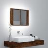 VidaXL LED Mirror Cabinet Smoked Oak 60x12x45 Cm Engineered Wood, Bathroom Mirror Cabinet, Mirror Cabinet 822841