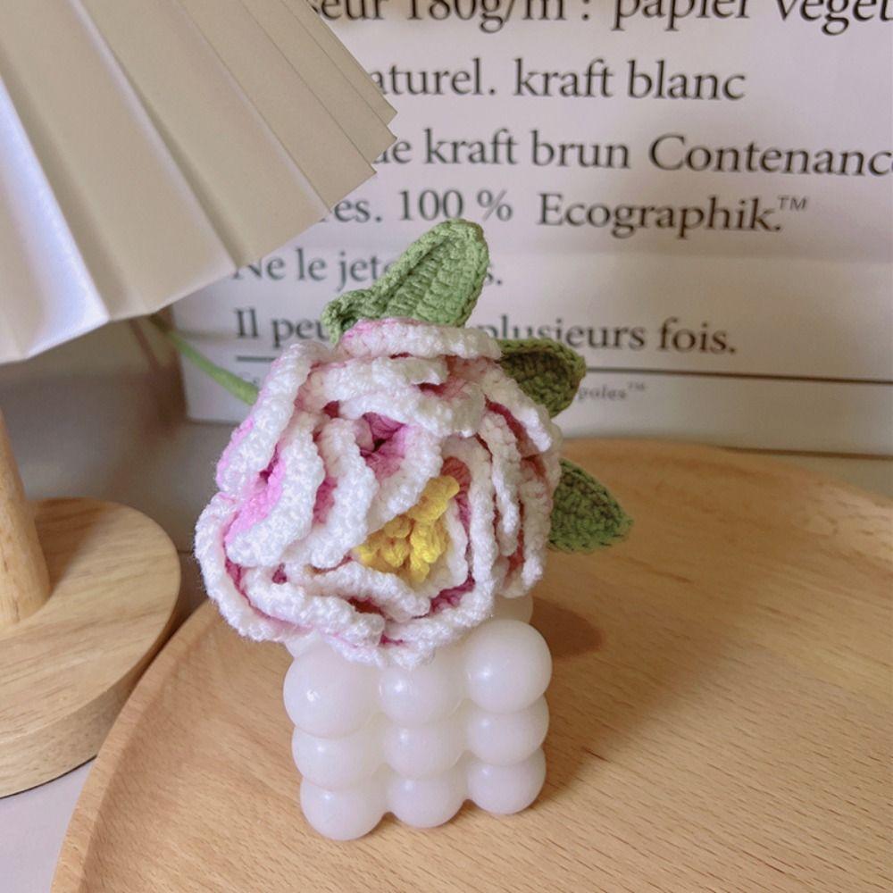 Букет пионов ручной работы, связанный крючком, градиентного цвета, имитация цветка, ручной вязки, вязаный пион, вязаный цветок, шерстяной искусственный цветок