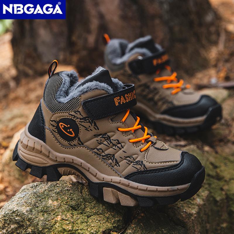 Зимние детские повседневные снежные ботильоны Нескользящая уличная обувь для альпинизма Модные детские водонепроницаемые теплые кроссовки