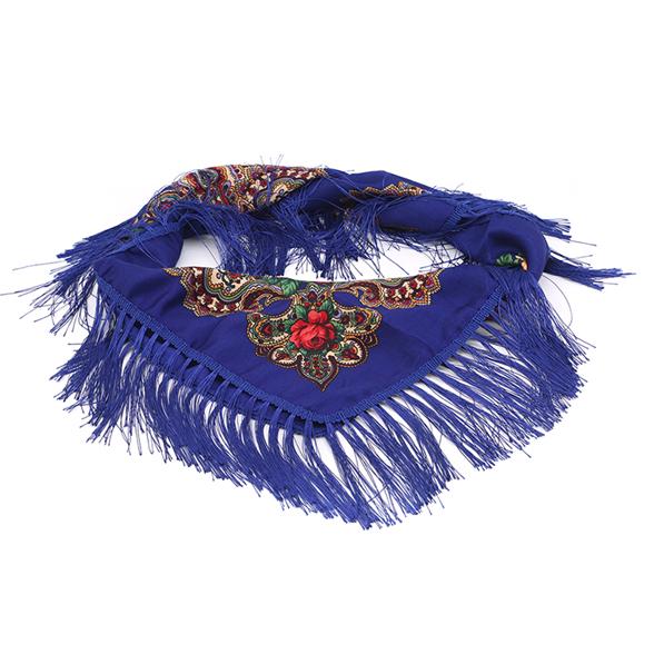 Хлопковый шарф в этническом стиле, женский платок на голову в стиле ретро, четырехсторонняя шаль с кисточками, квадратный шарф с цветком