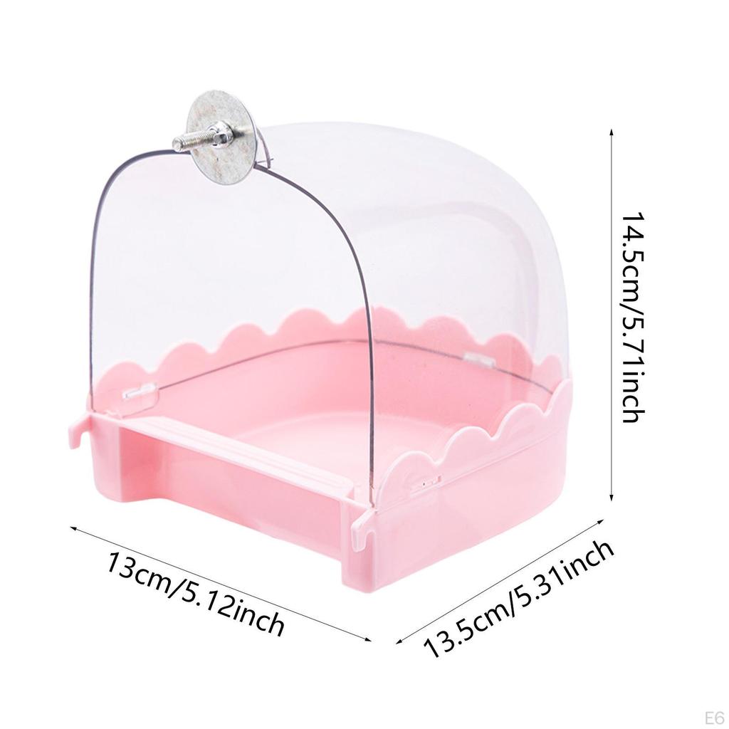 Bird Bath Bathtub Hanging Food Tray Shower Caged Parrot Bathing Tub for Budgerigar Finch