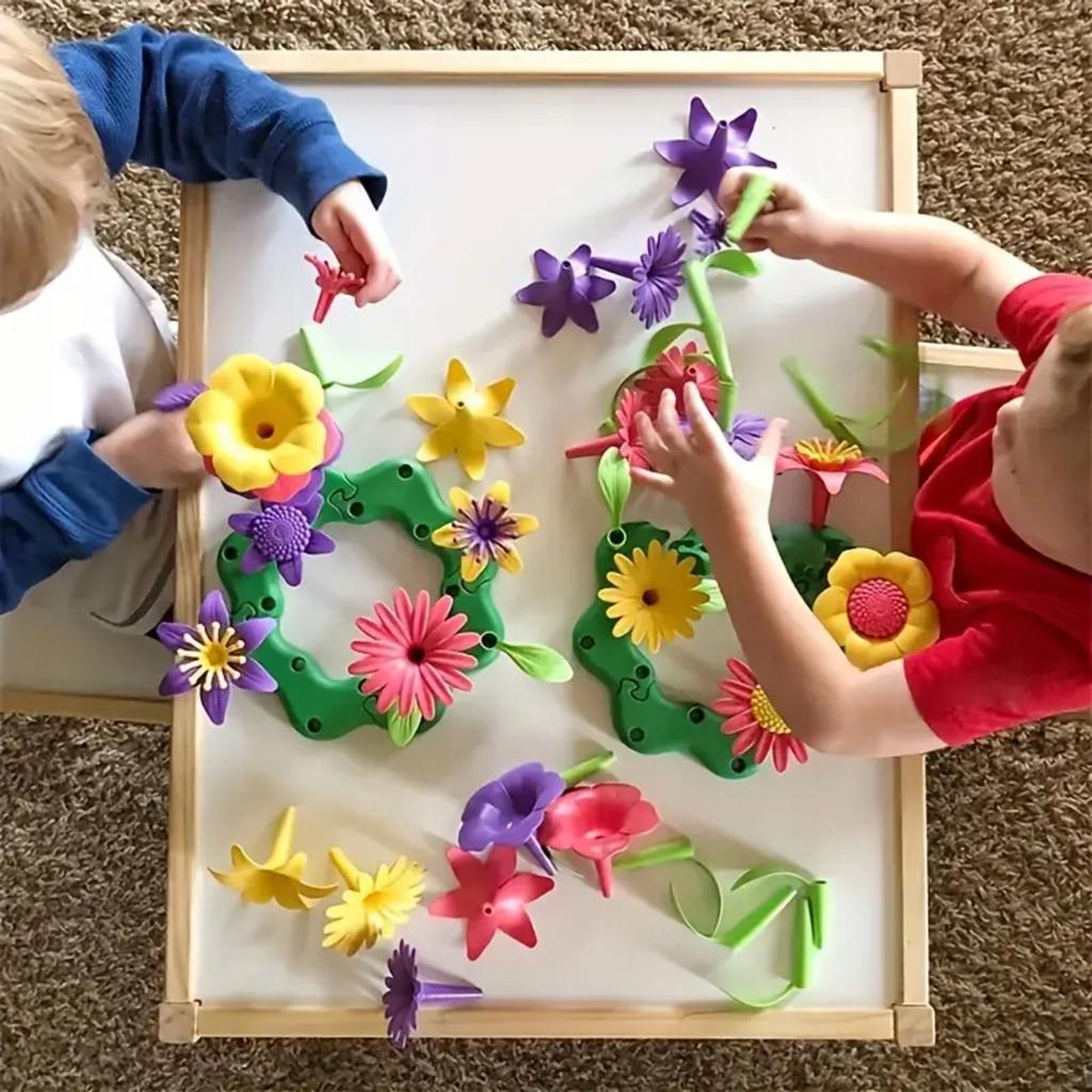 Flower Construction Blocks Educational 2in1 Ball Track Creative Garden 99