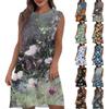 Women's Casual And Fashionable Round-neck Sleeveless Printing Mid Length Dress