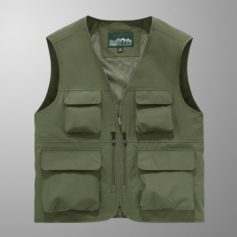 Мужской большой жилет с несколькими карманами для молодежи и пожилых людей - для работы на открытом воздухе и рыбалки