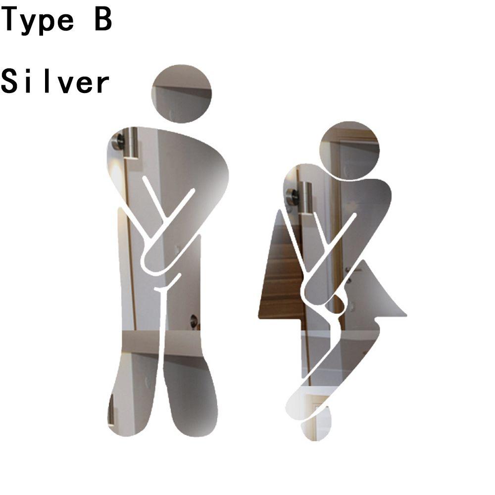 Entrance Bathroom Door Washroom Sign Poster Toilet Wall Stickers Woman & Man Mirror Surface Decal