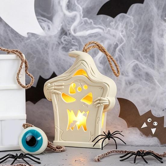 Indoor Festival Accents Halloween Light Up Tombstone Ornaments, Spooky Small Hanging Graveyard Decoration with Durable Plastic Decor LED for