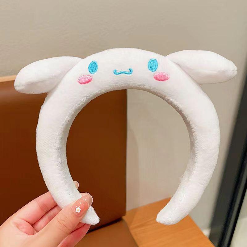 Очаровательная плюшевая повязка на голову с кроличьими ушками-сердечками для умывания лица - Милый мультяшный аксессуар для волос
