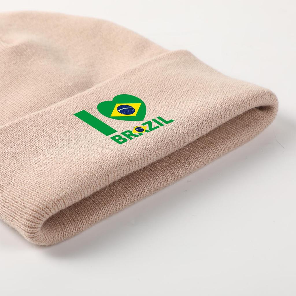 «Я люблю БРАЗИЛИЮ» Зимняя вязаная шапка, шапка-бини с флагом Бразилии Skullies, эластичная термоусадочная унисекс Gorro вязаная шапка-бини