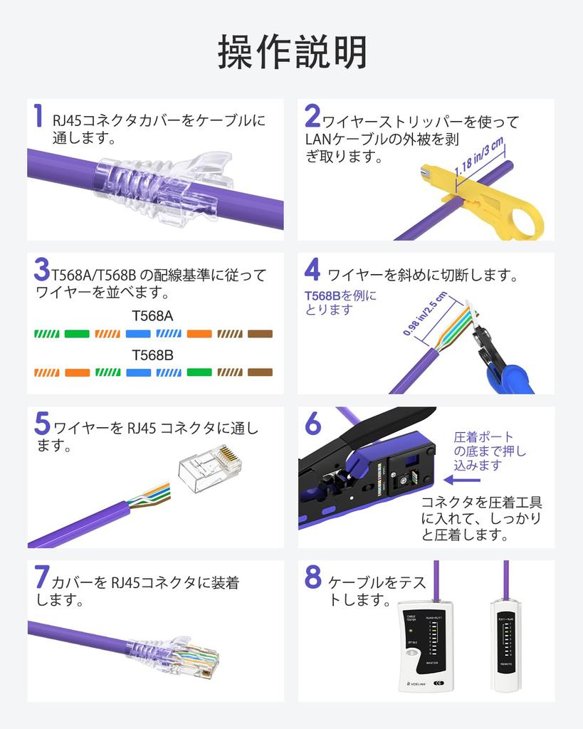 VCELINK RJ45 Crimping Tool Compatible with and LAN Penetrating Crimping Penetrating RJ45 Connectors Protective Storage Bag Included Set, CAT7, CAT6A,
