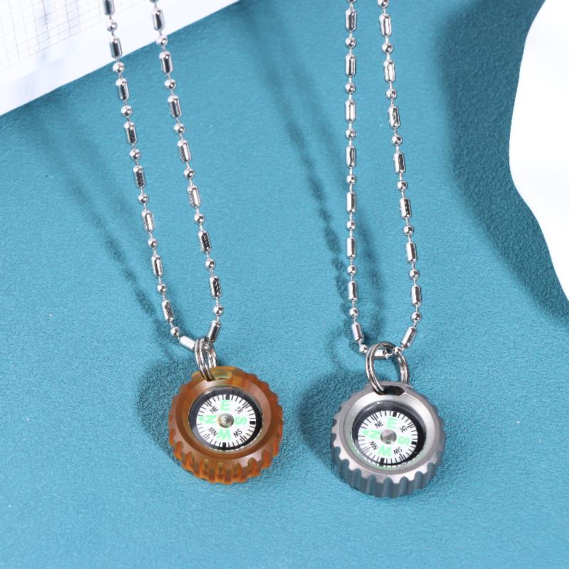 3in1 PEI Compass Pendant Necklace EDC Directional Outdoor Tool Portable for Adventure  Gear