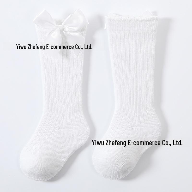 Испанские розовые детские носки до колена с большим бантом для девочек