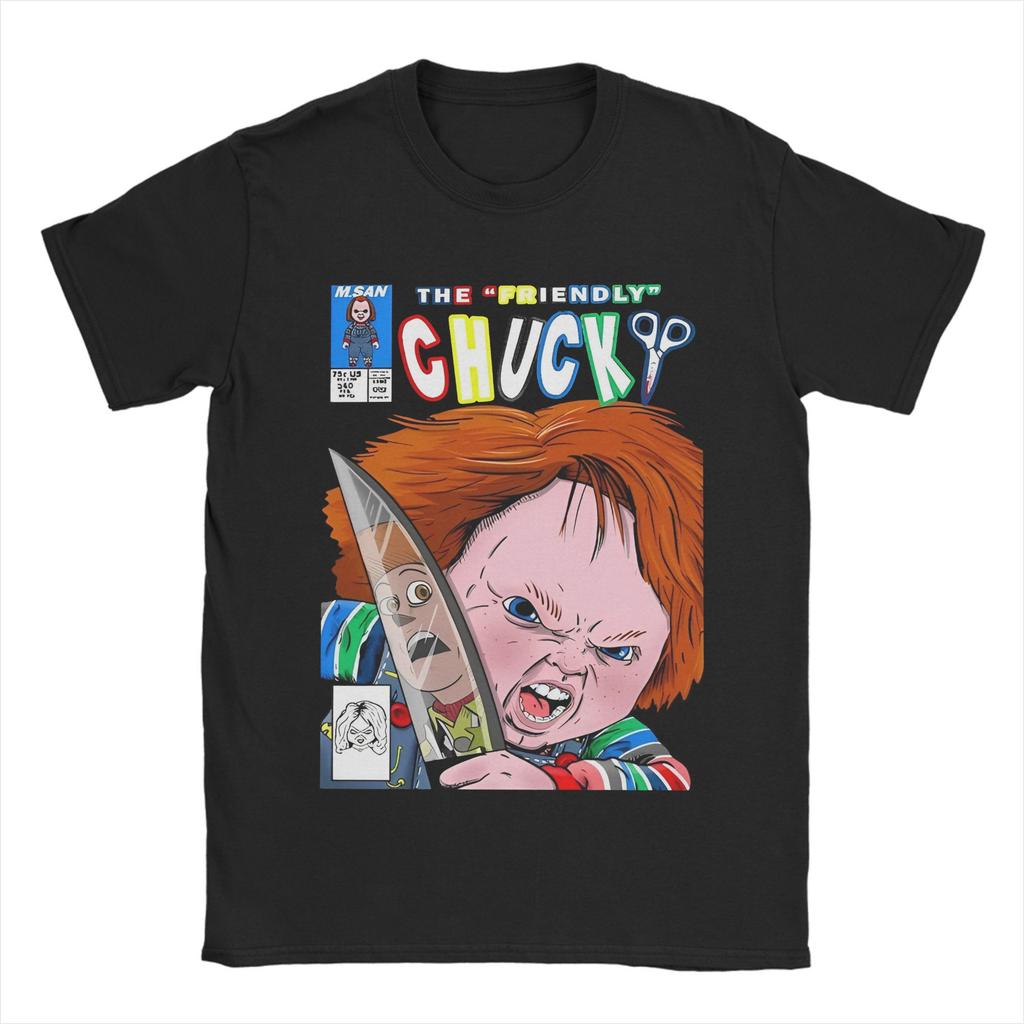 Halloween Chucky Horror Movie T-Shirts for Men Funny Cotton Tees Crew Neck Short Sleeve T Shirts Printed Clothes