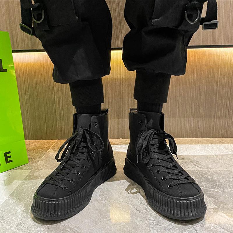 Модные мужские высокие вулканизированные ботинки черные износостойкие ботинки челси Hombre Heighten кожаные кроссовки весна-осень трендовая обувь