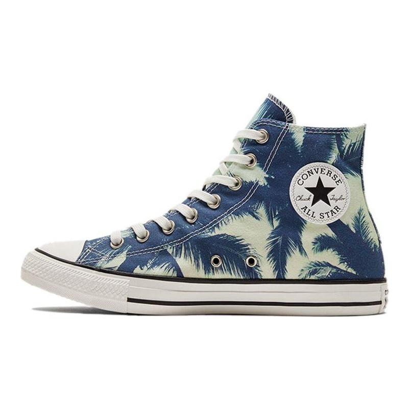 Converse Chuck Taylor All Star Удобные Универсальные Принтованные Высокие Кеды из Канваса Унисекс Кроссовки Синие 171280C