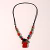 Ethnic Style Long Handmade Beaded Necklace Sweater Tourism Jewelry Necklace Colorful Ceramic Jewelry Stone Necklace