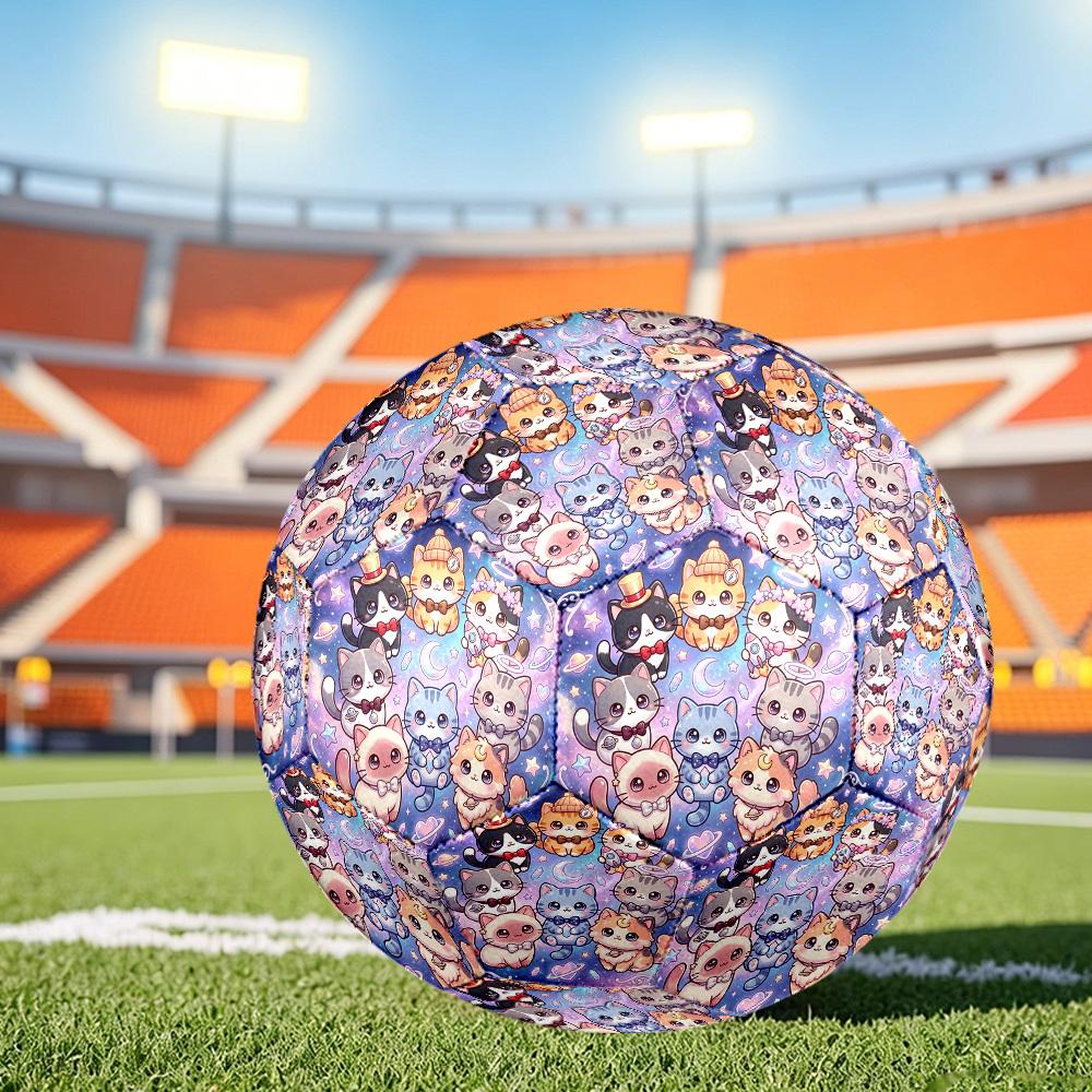 1pc Cosmic Cats Themed Soccer Ball, Size 5, Lightweight PVC Material, Outdoor Training Soccer Ball Gift. q62231