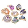 1Pc Energy Natural Agates Pendants with Amethyst, Fashion Handmade Irregular Druze Charms for Jewelry Making DIY Accessories Fit Necklaces Craft Gift
