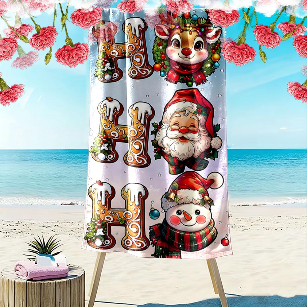 Festive winter whimsy Print beach towel, quick drying, suitable for travel, outdoor sports, jogging, the beach and swimming, gift