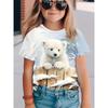 2025 Polar Bear Animal 3d Print Fashion Funny Girls' T-Shirts Summer Short Sleeved Tops Tee Casual T-Shirts Girls' Clothing